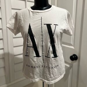 Armani Exchange White Tee with Black Text Logo